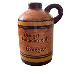 Vintage Pennsbury Pottery Vinegar Jug PA Dutch Folk Art Broken Topper Mark Base